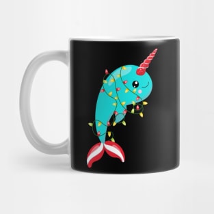 Christmas Lights Narwhal Mug